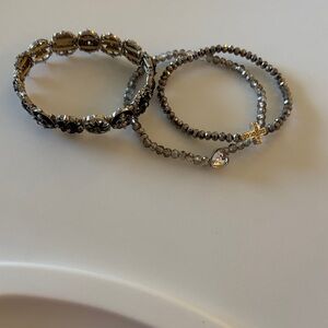 Chic Black and Silver Beaded Bracelet Set